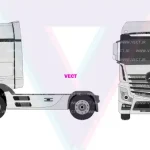 وکتور کامیون بنز, نمای بغل بنز اکتروس, نمای عقب کامیون Actros, وکتور خودرو سنگین, وکتور کامیون اروپایی, فایل کامیون بنز PNG, وکتور بنز سفید