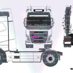 وکتور کامیون ولوو FH, وکتور کامیون FH 750 سفید, نمای بغل کامیون ولوو, نمای جلو FH750, طراحی عقب کامیون ولوو, طرح گرافیکی ولوو FH
